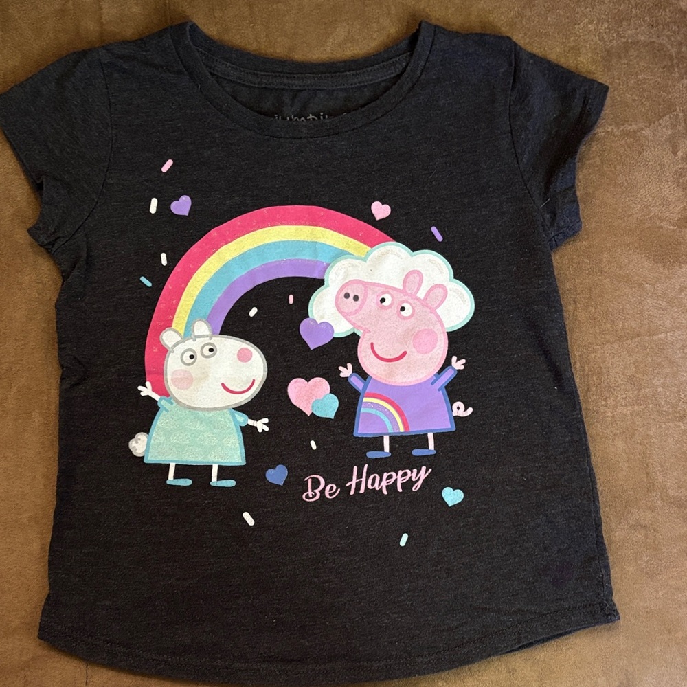 Peppa Pig Charcoal Tee with Rainbow and Hearts